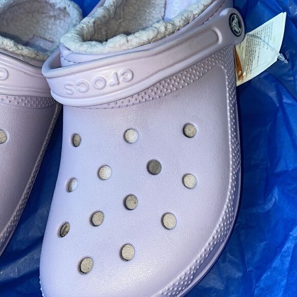 Crocs Classic Fuzz-Lined Clogs Purple W 12 M 10 Unisex - Picture 2 of 7